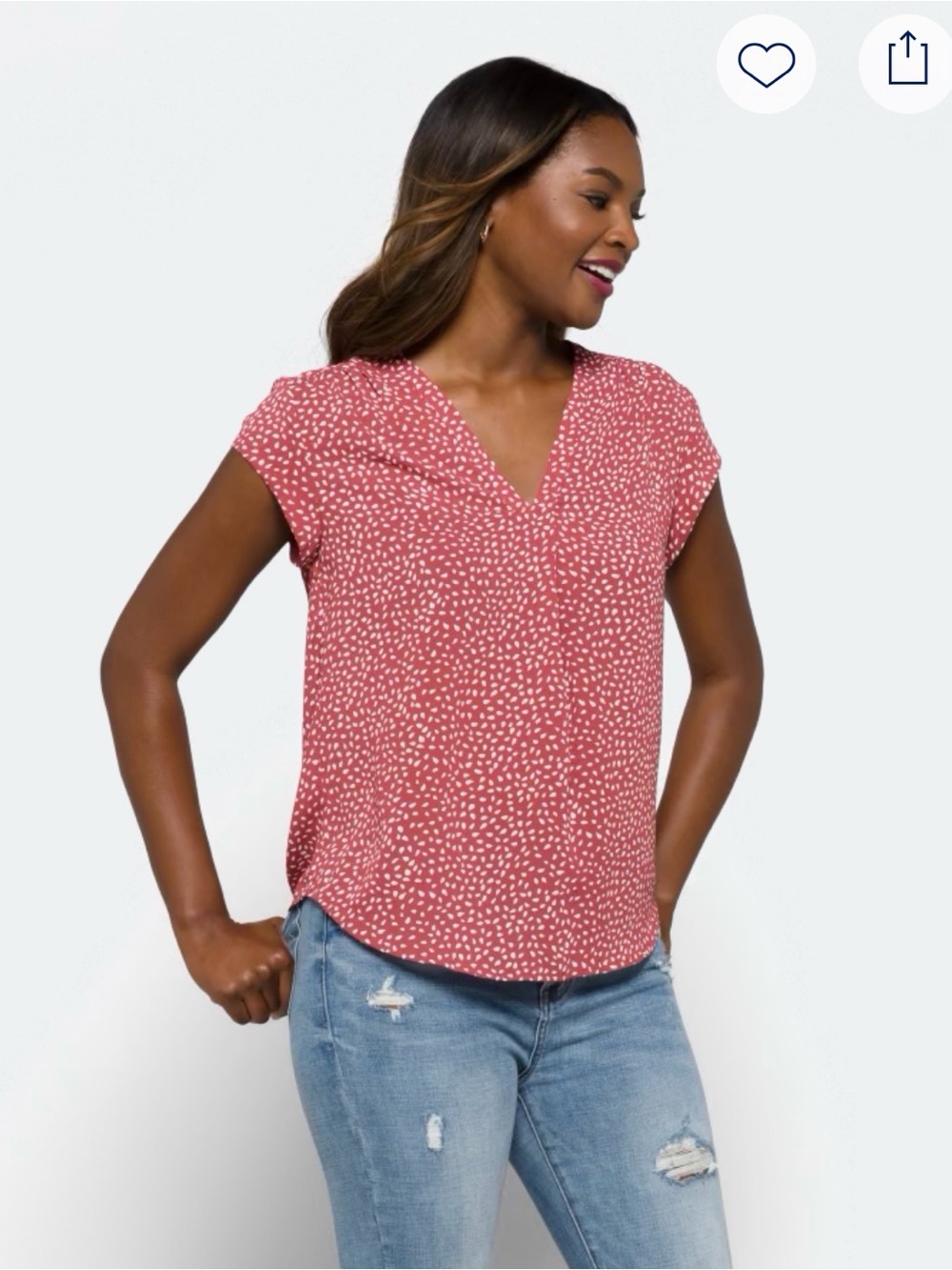 V-Neck Cap Sleeve Blouse